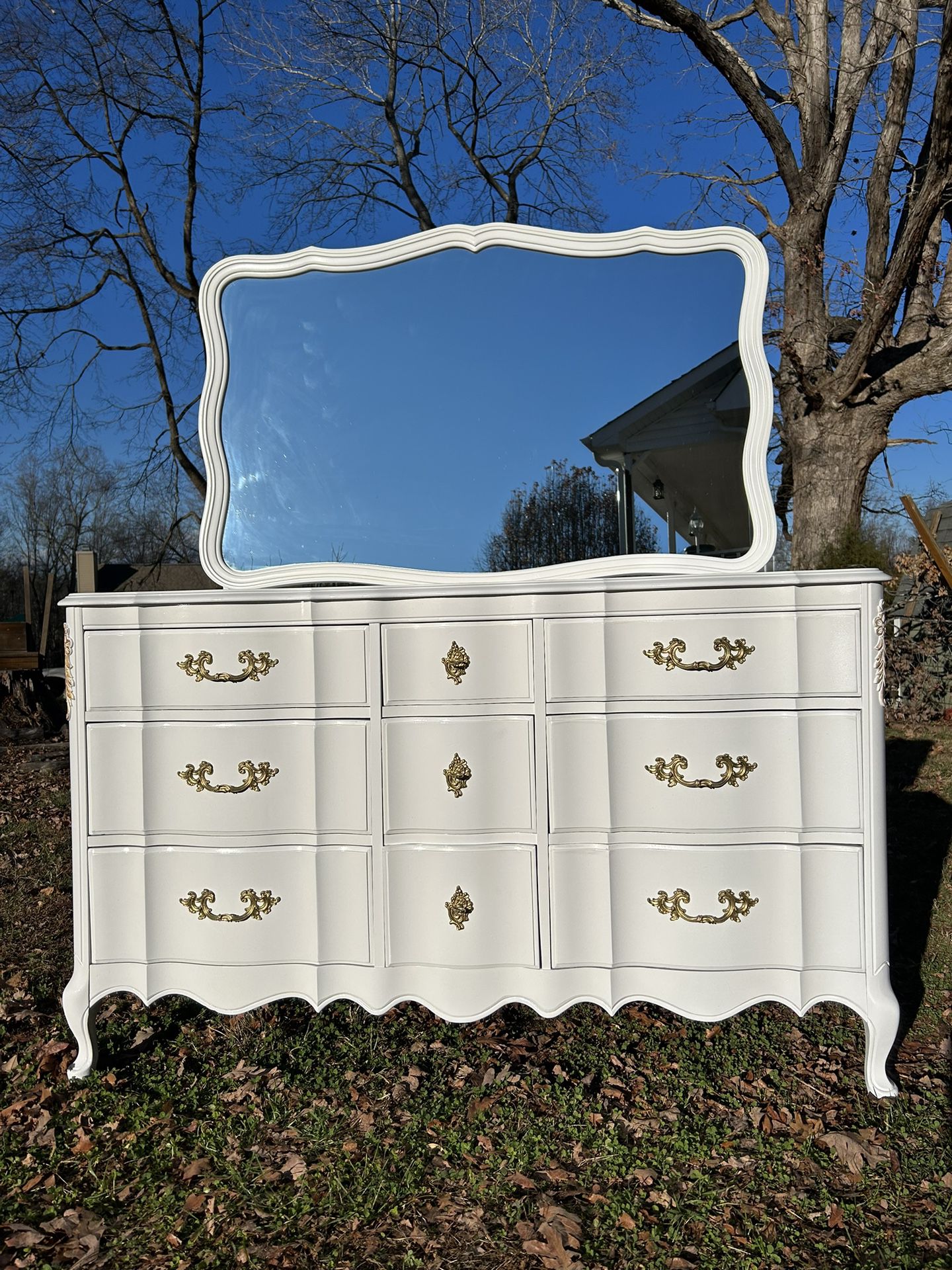 Freshly Refinished French Provincial Dresser With Mirrors