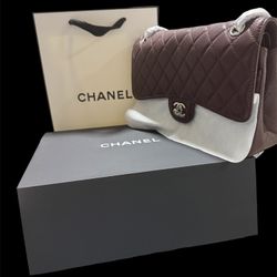 Caviar Medium Double Flap Burgundy