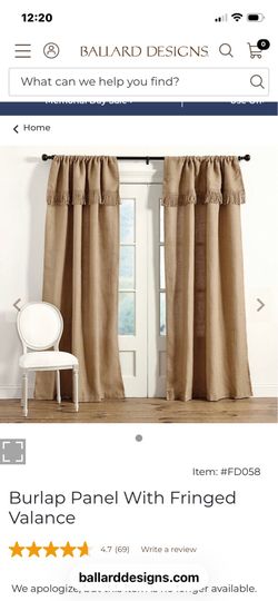 Ballard Design burlap 84” panels $25.