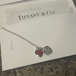 Tiffany & Co Double Heart Tag Pendant in Silver with a Diamond, Mini