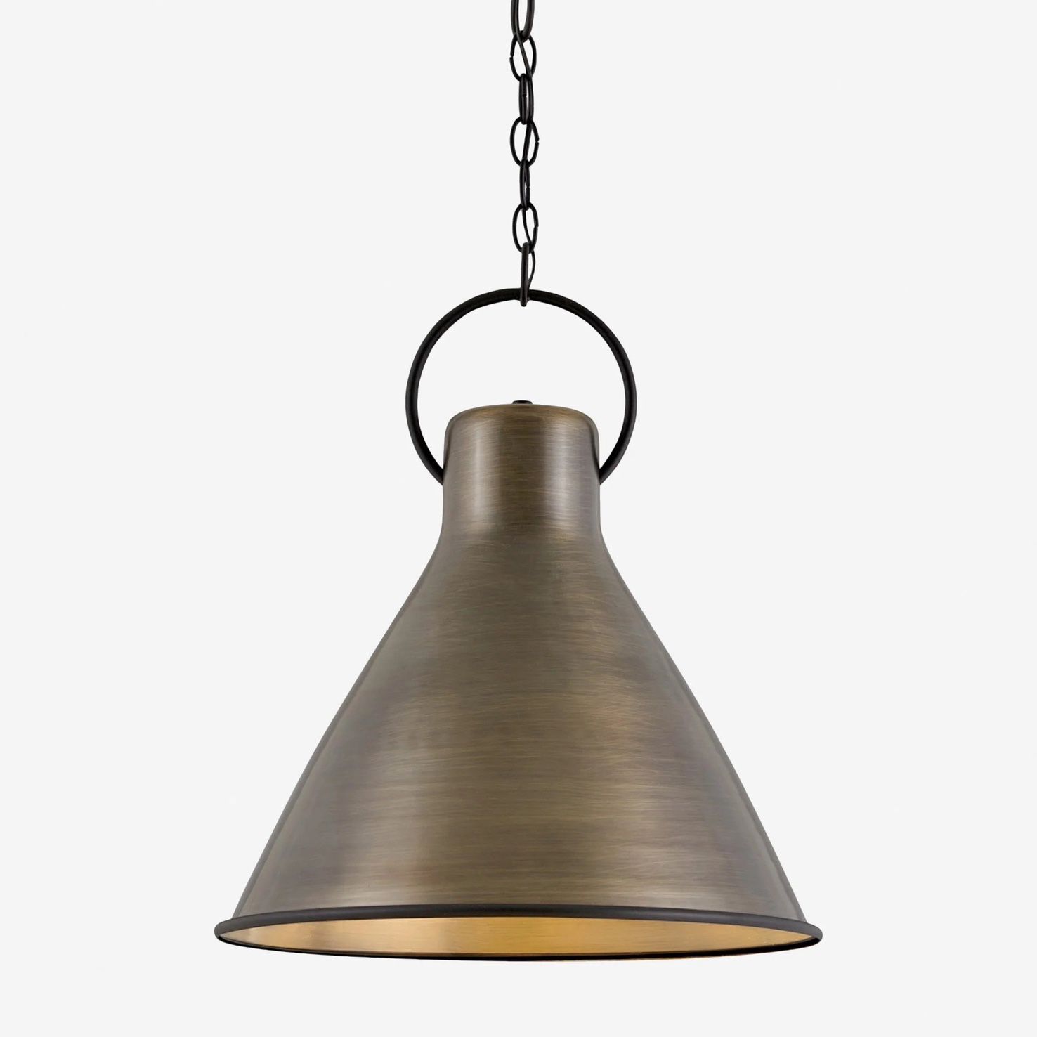 Rustic Antique Brass Whatley Pendant Light Oversized Ring