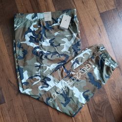 Nike Air Jordan MVP Men's Camo Pants XXL FZ3529-380 Light Olive/Sail
