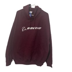 Boeing Men Hoodie Maroon 2XL Cotton hooded sweatshirt Pullover New With Tags