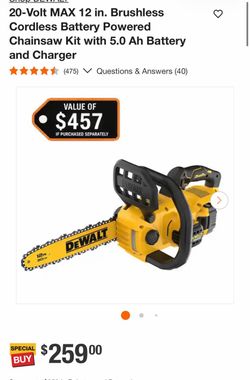 DEWALT 20V MAX 12-Inch Cordless Chainsaw Kit