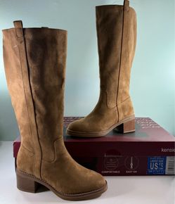 NEW Kensie Naya B Women Knee High Riding Boot Zip Faux Leather Round Toe