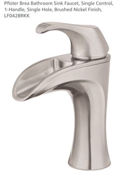 Brea  single handle single hole bathroom faucet with deck plate brushed nickel