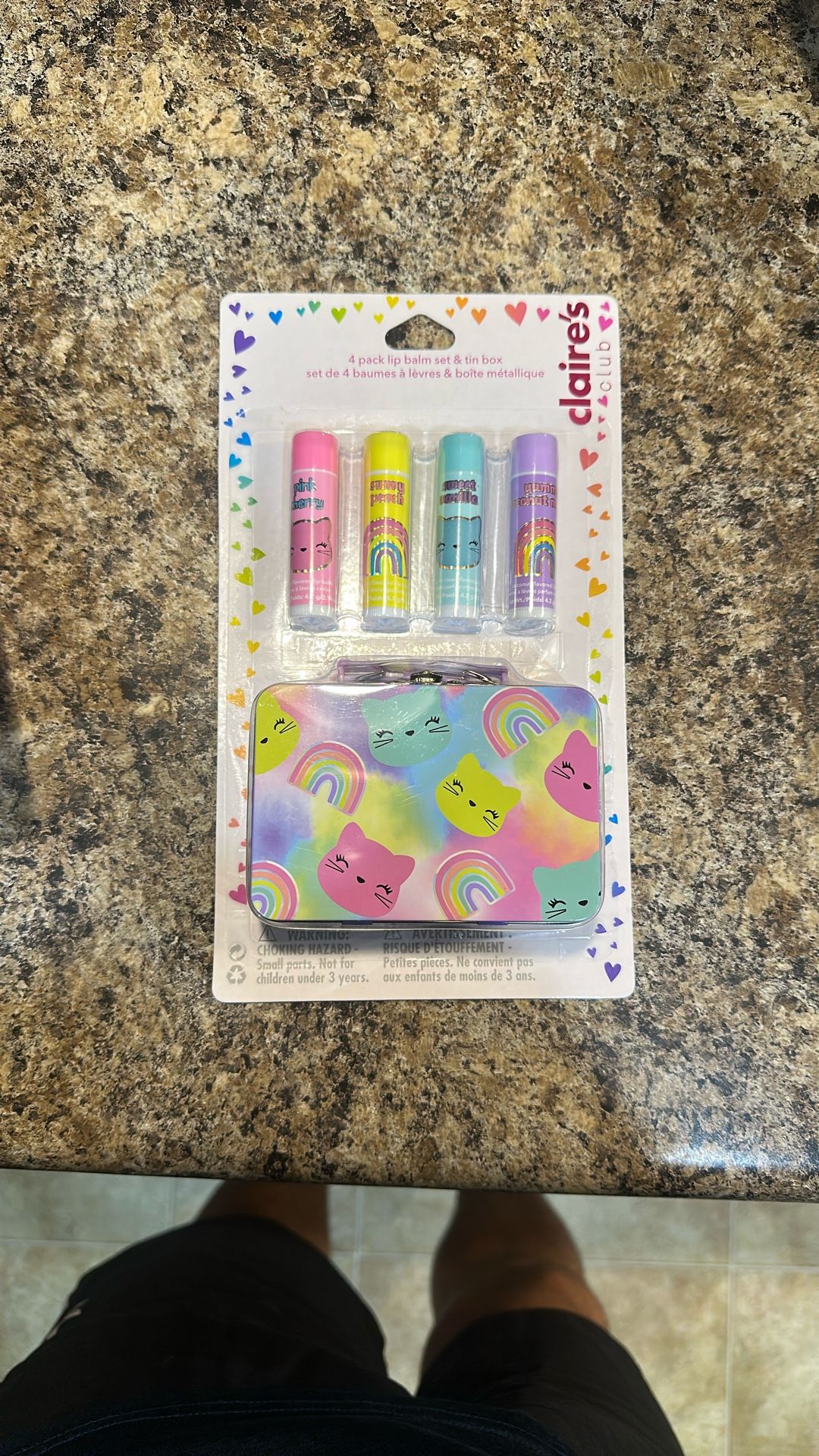 New Claires 4 Pack Lip Balm Set & Tin Box