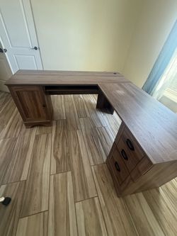 Large L-Shaped Office Desk with Storage