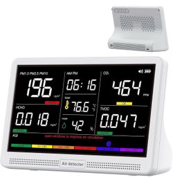 bonoch 16 in 1 Air Quality Monitor Indoor 7" Display Wildfire CO2 Monitor