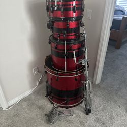 Gretsch Catalina Club 4pc Drum Set Red Sparkle With Black Stripe 