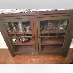 Old Antique library Cabinet With Two Glass Doors