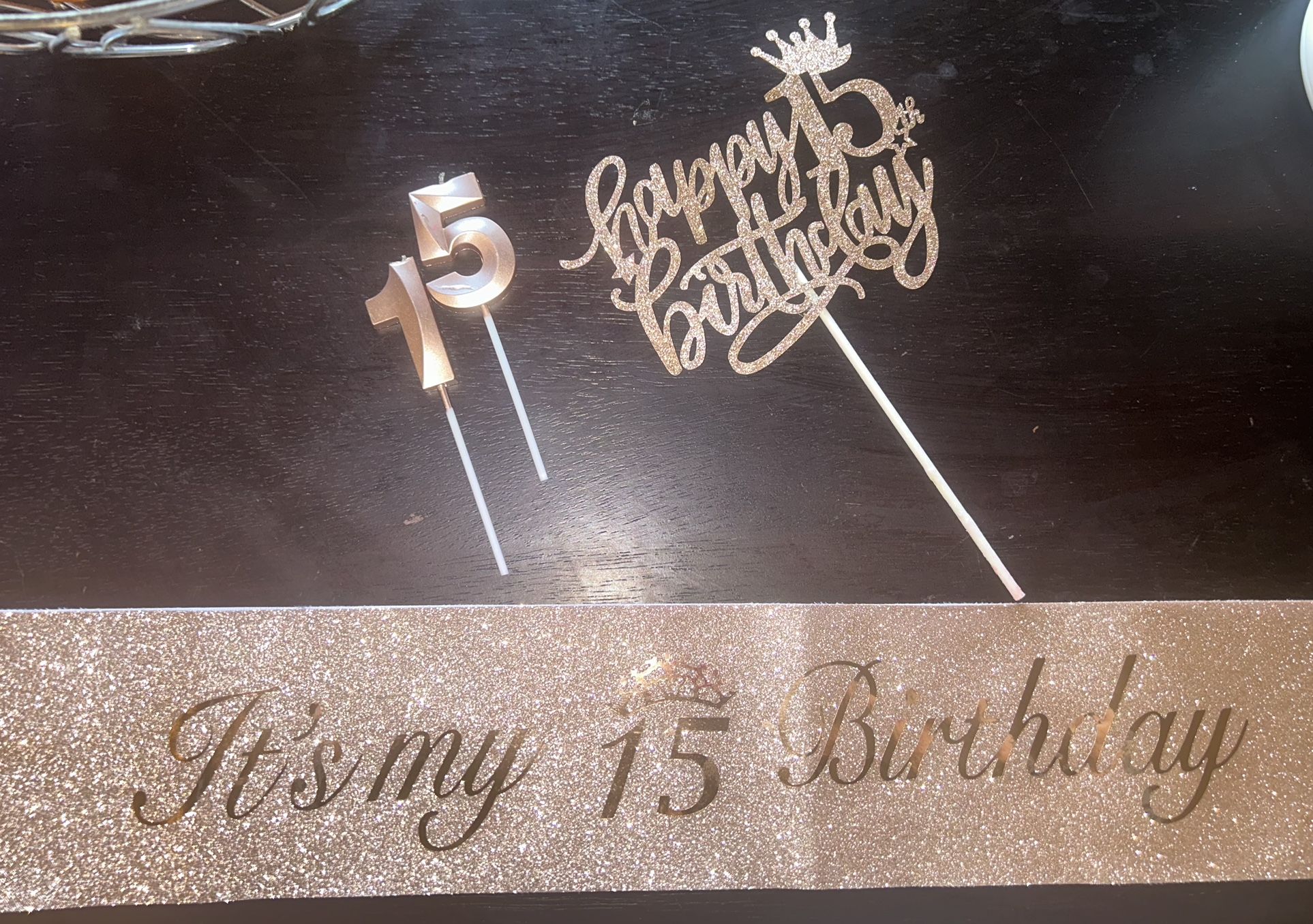 15th Sash, Candles, Cake Topper