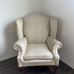 Cream Color Large Wing Back Chair