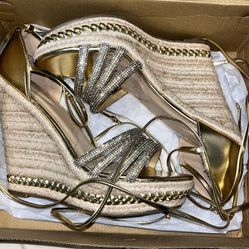 Gold Wedge Sandals 9