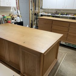 Executive Solid Oak Desk and Credenza