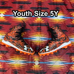 Under Armour UA Football High Top Cleats Orange Youth Size 5Y 1289779-081
