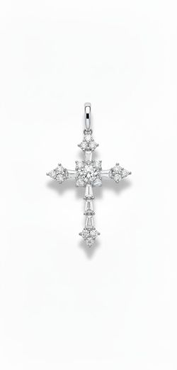 925 sterling silver 3.0ct moissanite cross pendant