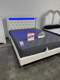 New Queen bed frame with mattress