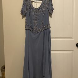 Stunning Formal, Pewter Blue, Beaded Formal Dress