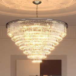 7-Tier Crystal Chrome Chandelier By Meelighting