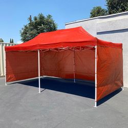 (New) $225 Black Heavy-Duty 10x20 ft Canopy Ez Pop Up Tent w/ 4 Sidewalls