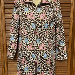 Nicole Miller 12 Women’s Flower Animal Print Zip Front Jacket Coat NEW