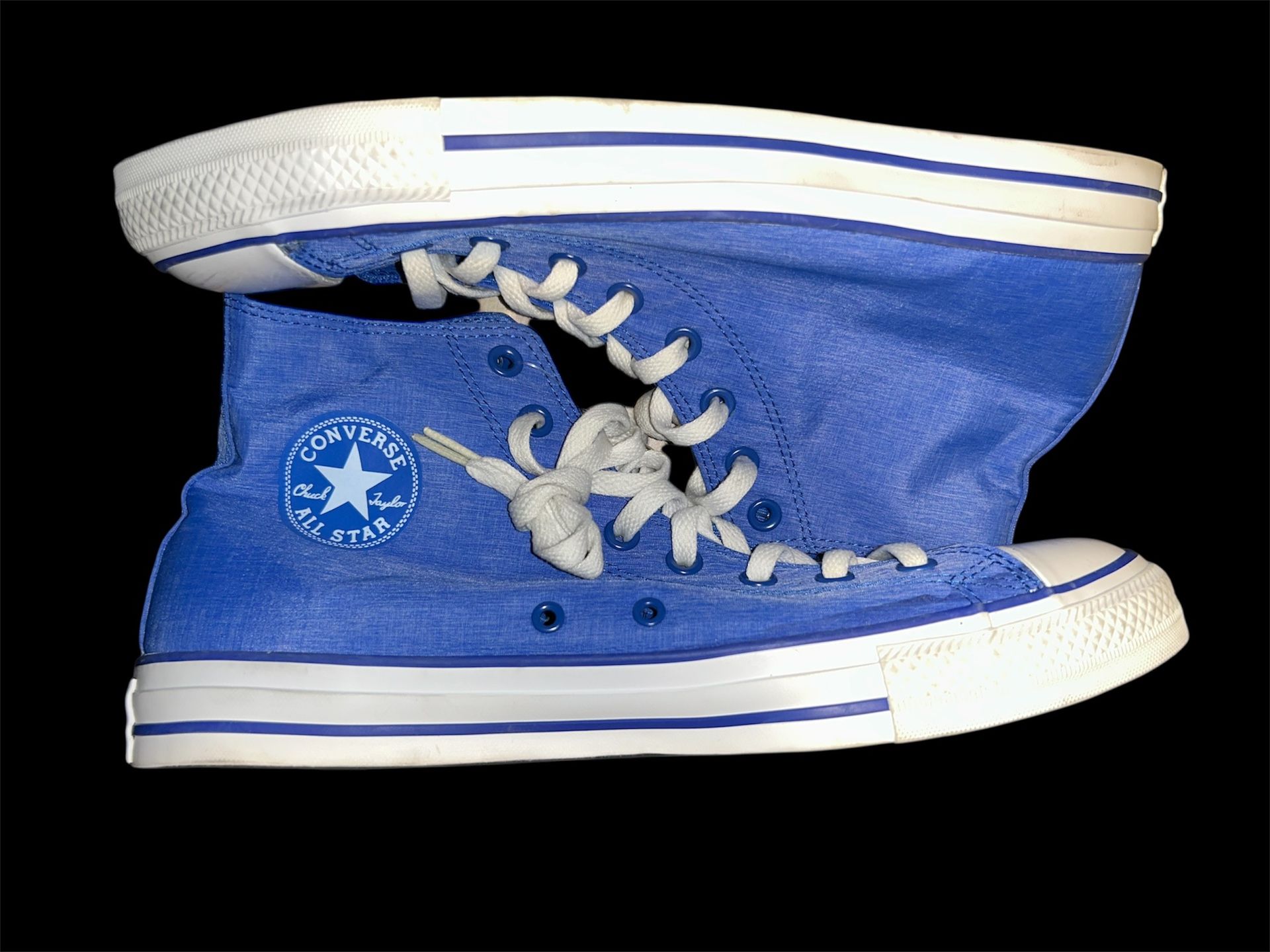 Blue and White Converse Chuck Taylor All-Star High Tops - 10.5