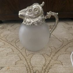 7” Silver Plated Ram’s Glass Decanter
