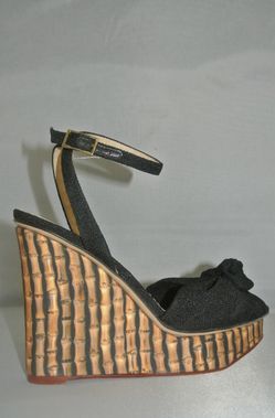 Charlotte Olympia Miranda Bamboo Print Bow Platform Wedges 38.5 US 8.5 $895