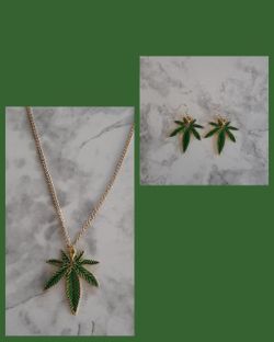 Pot Leaf Necklace & Earrings Sets