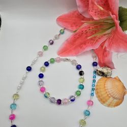 Cute Colorful Beaded Summer Necklace & Bracelet
