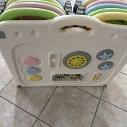 Fortella Cloud Castle Foldable Playpen, Baby Safety Play Yard with Whiteboard and Activity Wall, Indoors or Outdoors (Multicolor 14 Panel)