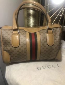 Auth 80’s Vintage SMALL GUCCI boston hand bag GG MONOGRAM