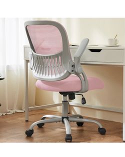 Office Chair with Flip-Up Armrests-Pink