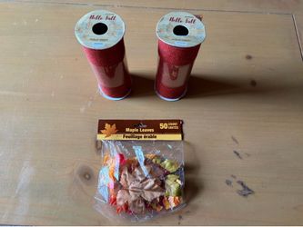 Craft supplies - burlap and maple leaves