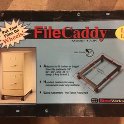 BLACK METAL ADJUSTABLE FILE CADDY ON CASTERS for Letter or Legal size