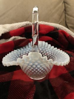 Fenton hobnail glass basket