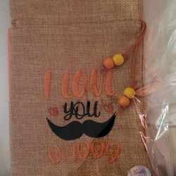 Rustic Brown, Black, Orange, Yellow And Red “I Love You Dad” Bottle Holder