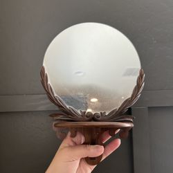 Vintage Retro Decorative Wood Wall Mirror Shelf 
