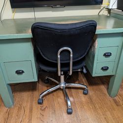 Vintage Factory Desk Heavy With Office Chair