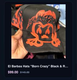 El Barbas Born Crazy Black and Red Snapback Hat