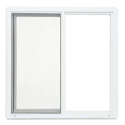 36 in. x 36 in. White Left-Hand Single-Pane Vinyl Sliding Utility/Shed Window with Screen
