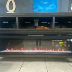 Entertainment Accessories Electric Fireplace Insert + Todoe 65" TV Stand

