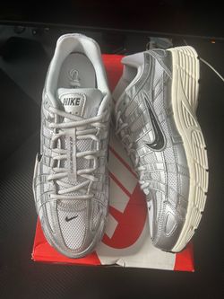 Nike P-6000 White Metallic Silver Size 10