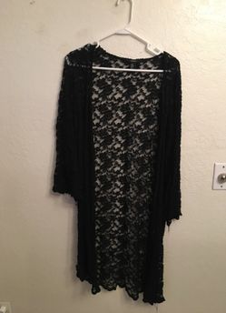 Long black lace cover up
