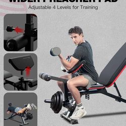 HARISON Weight Bench - Adjustable Workout Bench Press for Home Gym with Leg Extension and Preacher Pad,