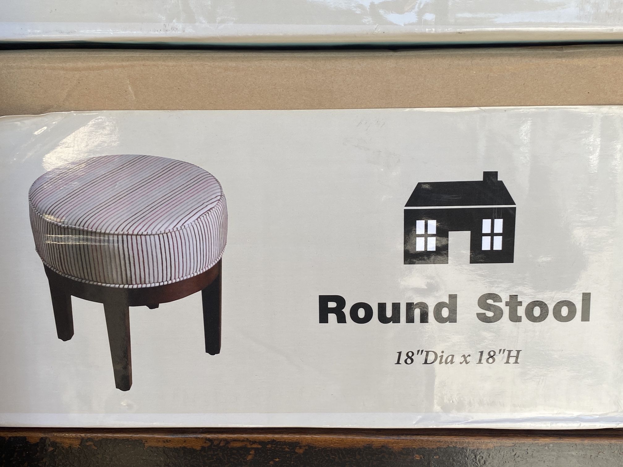 Round Stool, Foot Stool/Ottoman, fabric with wooden legs