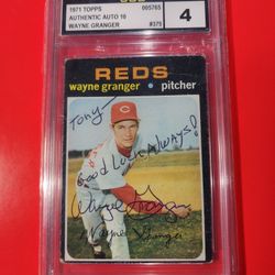 WAYNE GRANGER 1971 TOPPS #379 HARD SIGNED AUTOGRAPH EJE GEM-MINT 10.OVERALL 4