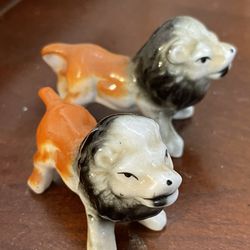 Vintage Bug House Miniature Bone China Lion Figurine Glossy Finish