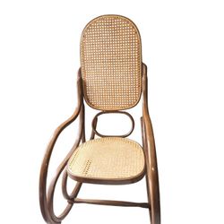 Vintage Otto Gerdau Wood Wicker Rocking Chair (Made In Brazil)